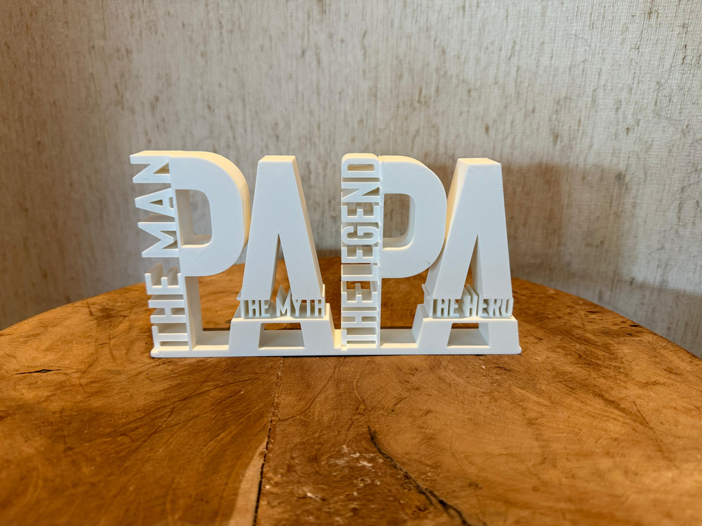 Vaderdag decoratie – PAPA: The Man, The Myth, The Legend, The Hero (Wit)