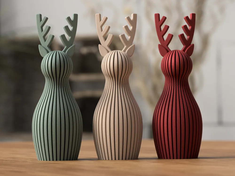 Modern Japandi Rendier – winterse eenvoud (Klein, Wit)