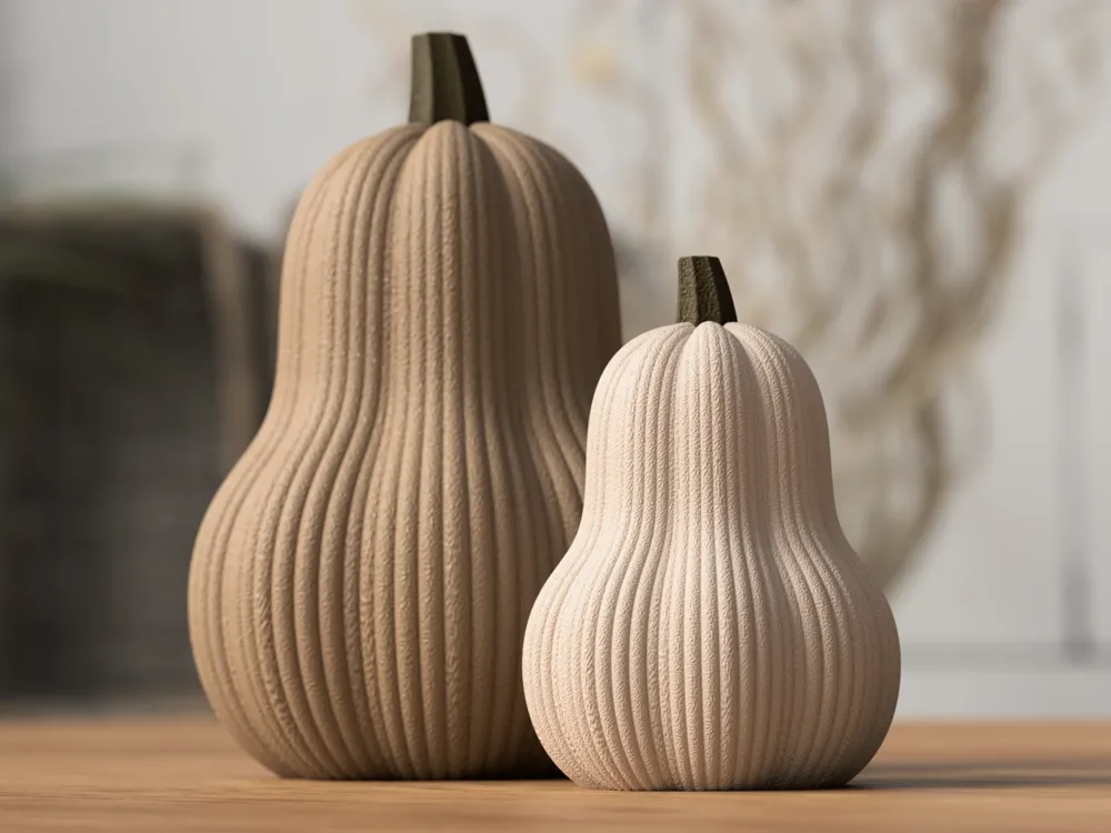 Moderne Butternut Pompoen – minimalistische herfstdecoratie (Klein, Wit)