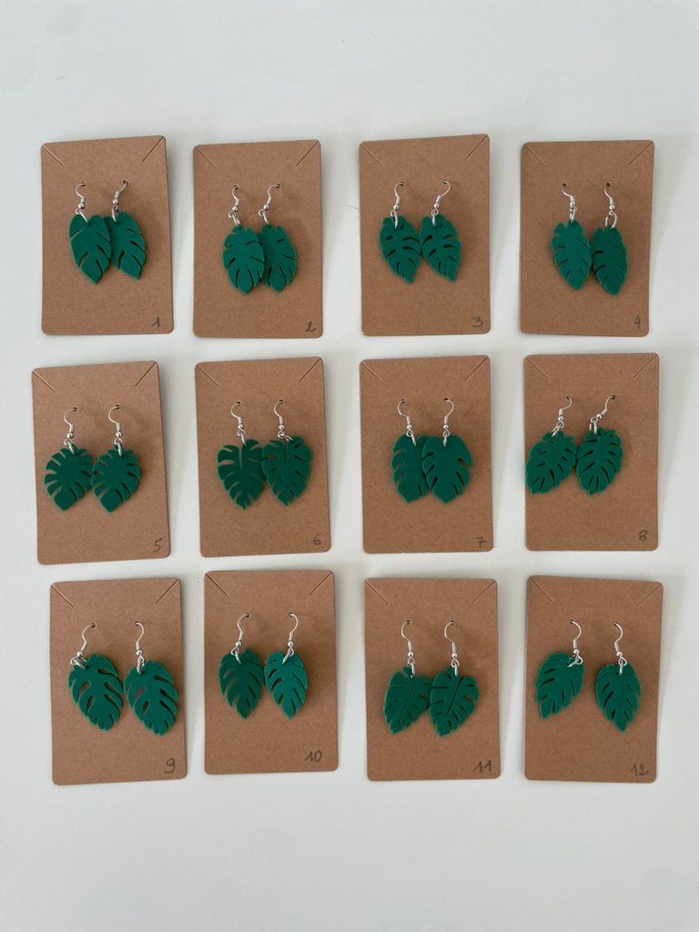 Jungle Vibes – Monstera oorbellen (3D-geprint)