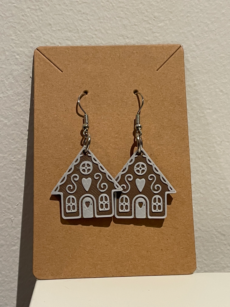 Gingerbread huisje oorbellen – kersteditie (Goud)