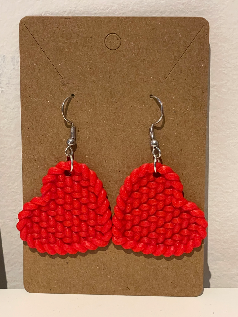 Gebreid Hart Oorbellen (Goud)