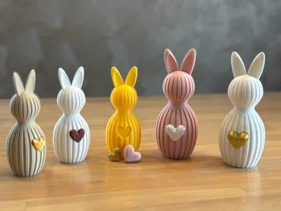 Liefdeskonijntjes – Paasdecoratie met Hartje (Wit, Klein)